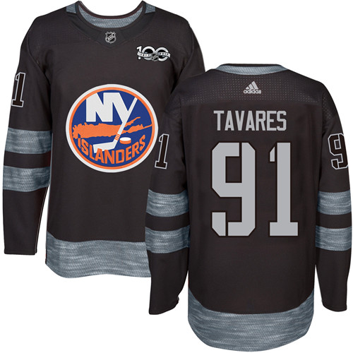 Herren New York Islanders Eishockey Trikot John Tavares #91 Authentic Schwarz 1917-2017 100th Anniversary